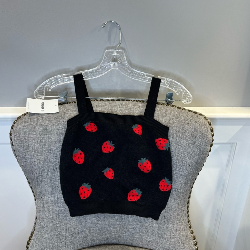 Forever 21 Black Strawberry Sweater Tank